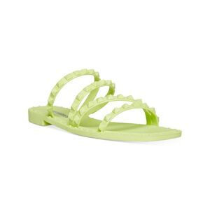 NWT STEVE MADDEN Womens Green Skyler J Toe Block Heel Slip On Slide Sandals 6 M